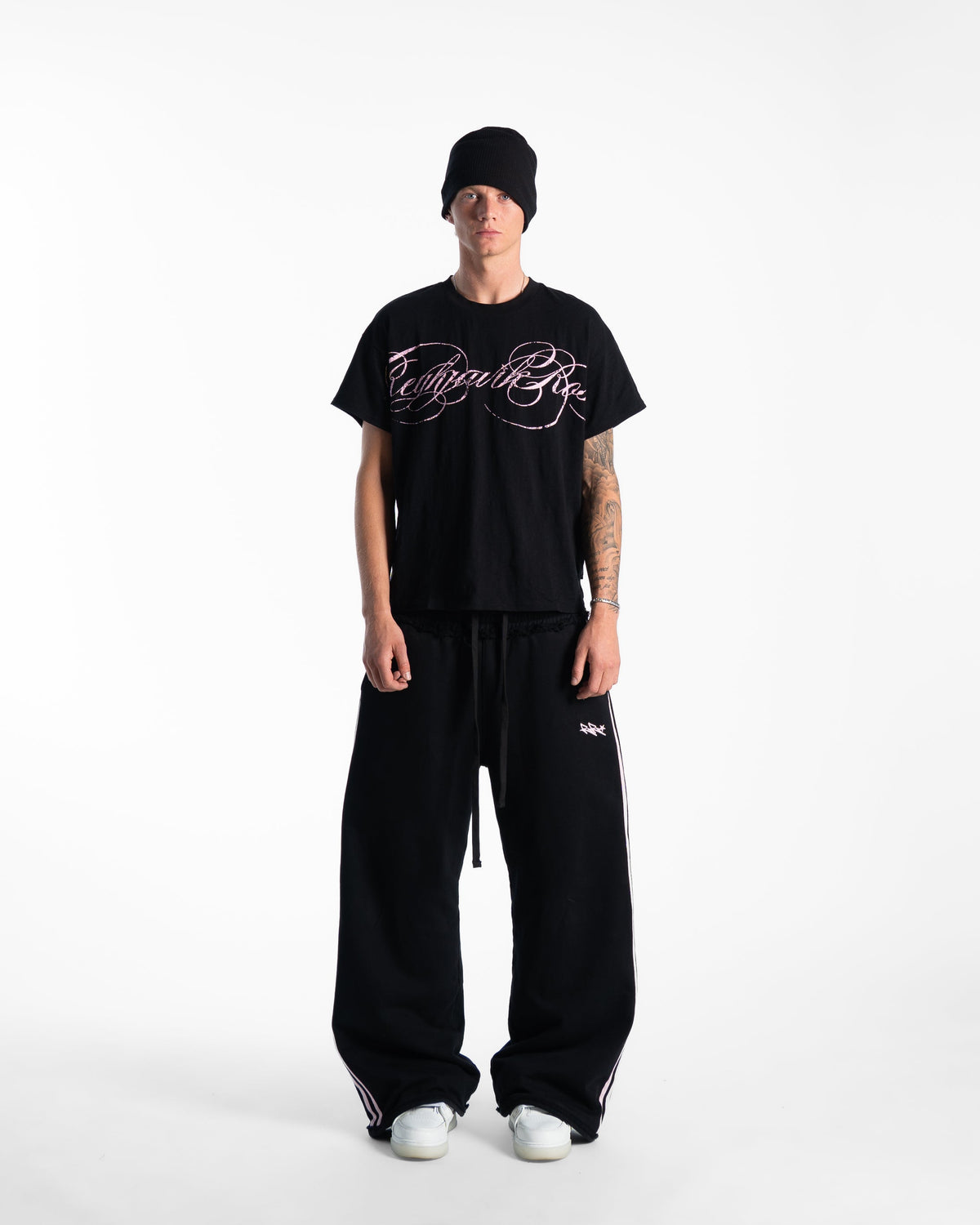 2 STRIPE JOGGERS - BLACK PINK